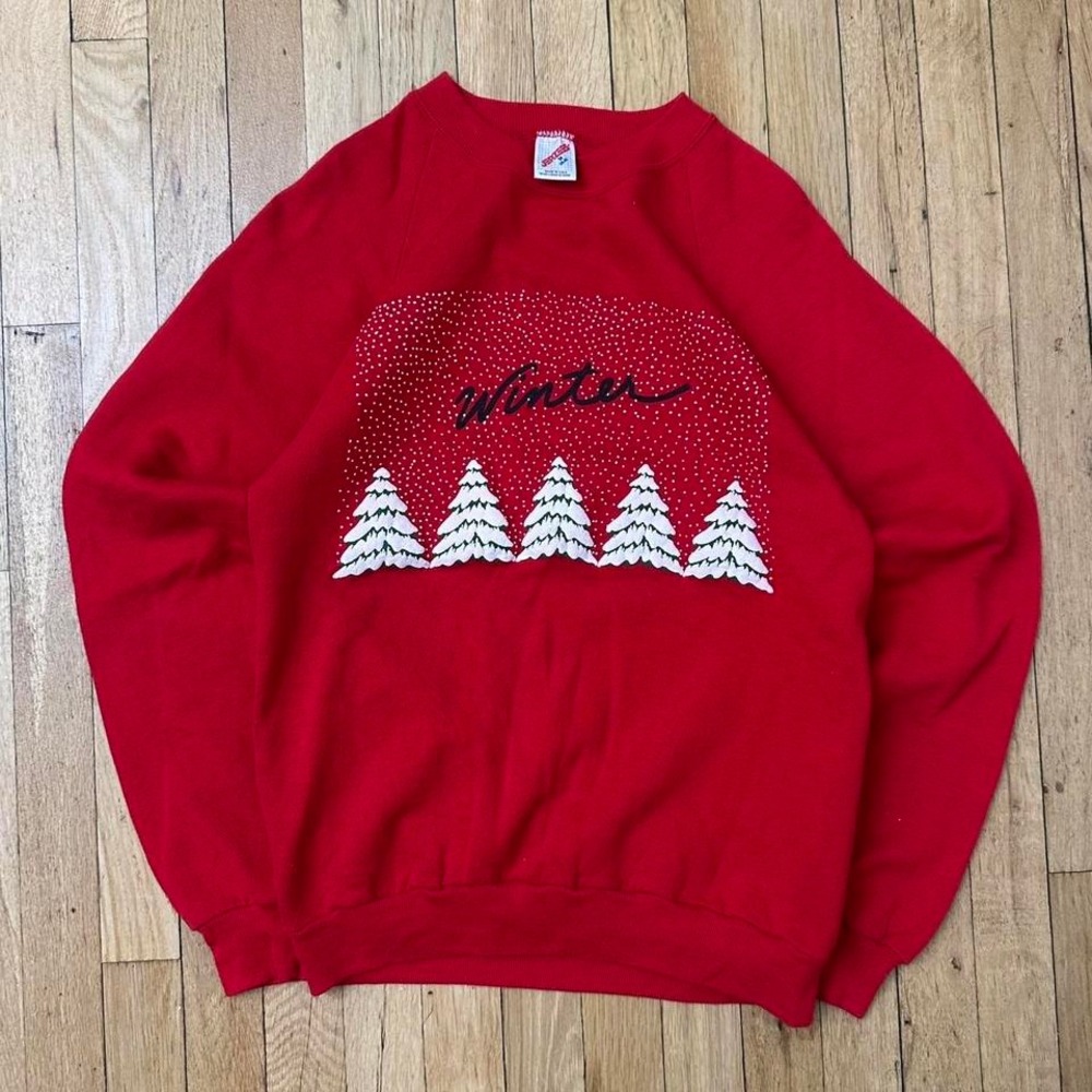 Vintage 80s Red and‎ white Christmas Crewneck Sweatshirt